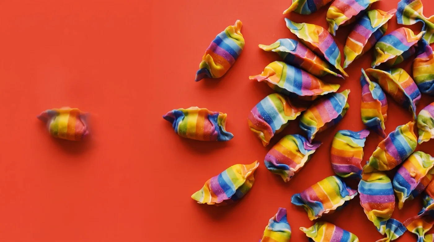 Striped handmade dumplings