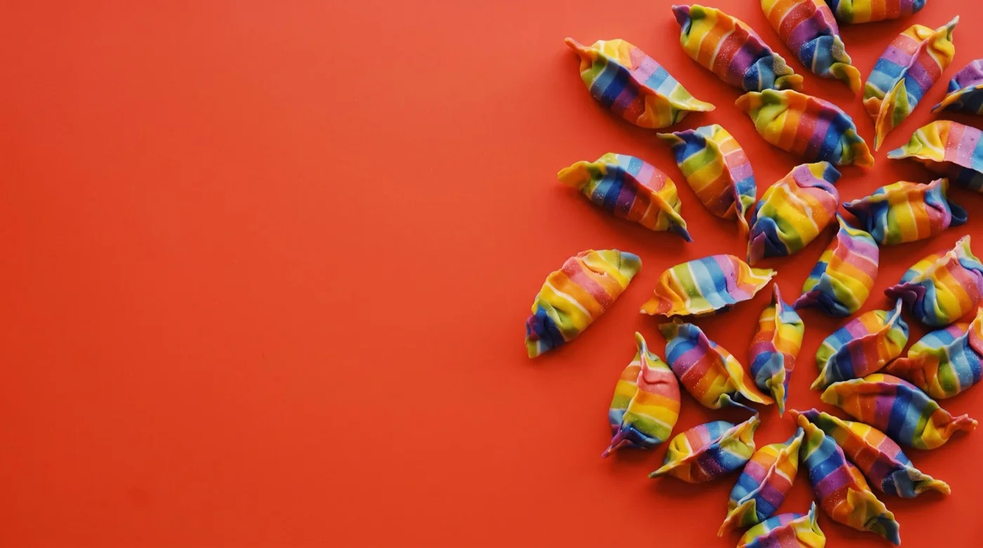 Rainbow-dough dumplings